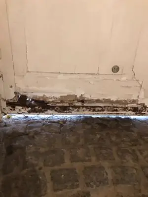 Porte cochère 19 rue des Feuillantines détail endommagement en partie basse